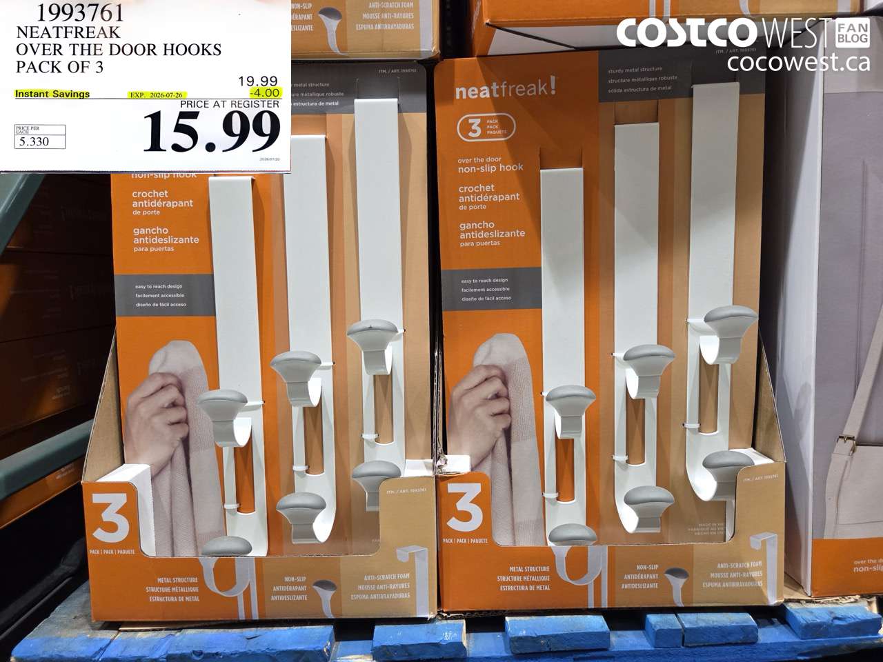 1993761 NEATFREAK OVER THE DOOR HOOKS PACK OF 3 ($4.00 INSTANT SAVINGS EXPIRES ON 2026-07-26) $15.99