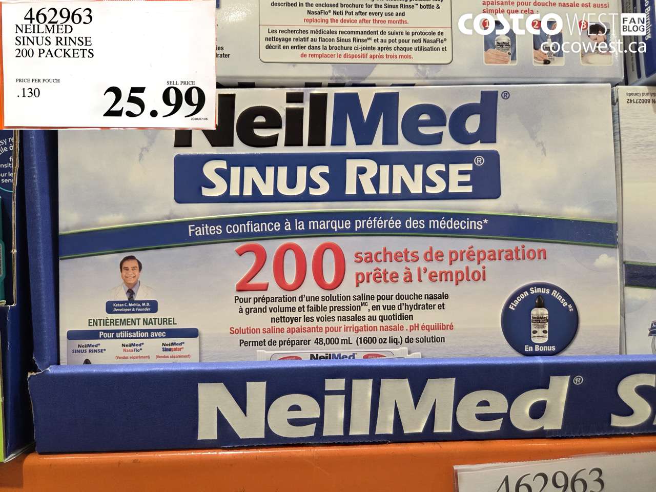 462963 NEILMED SINUS RINSE 200 PACKETS $25.99