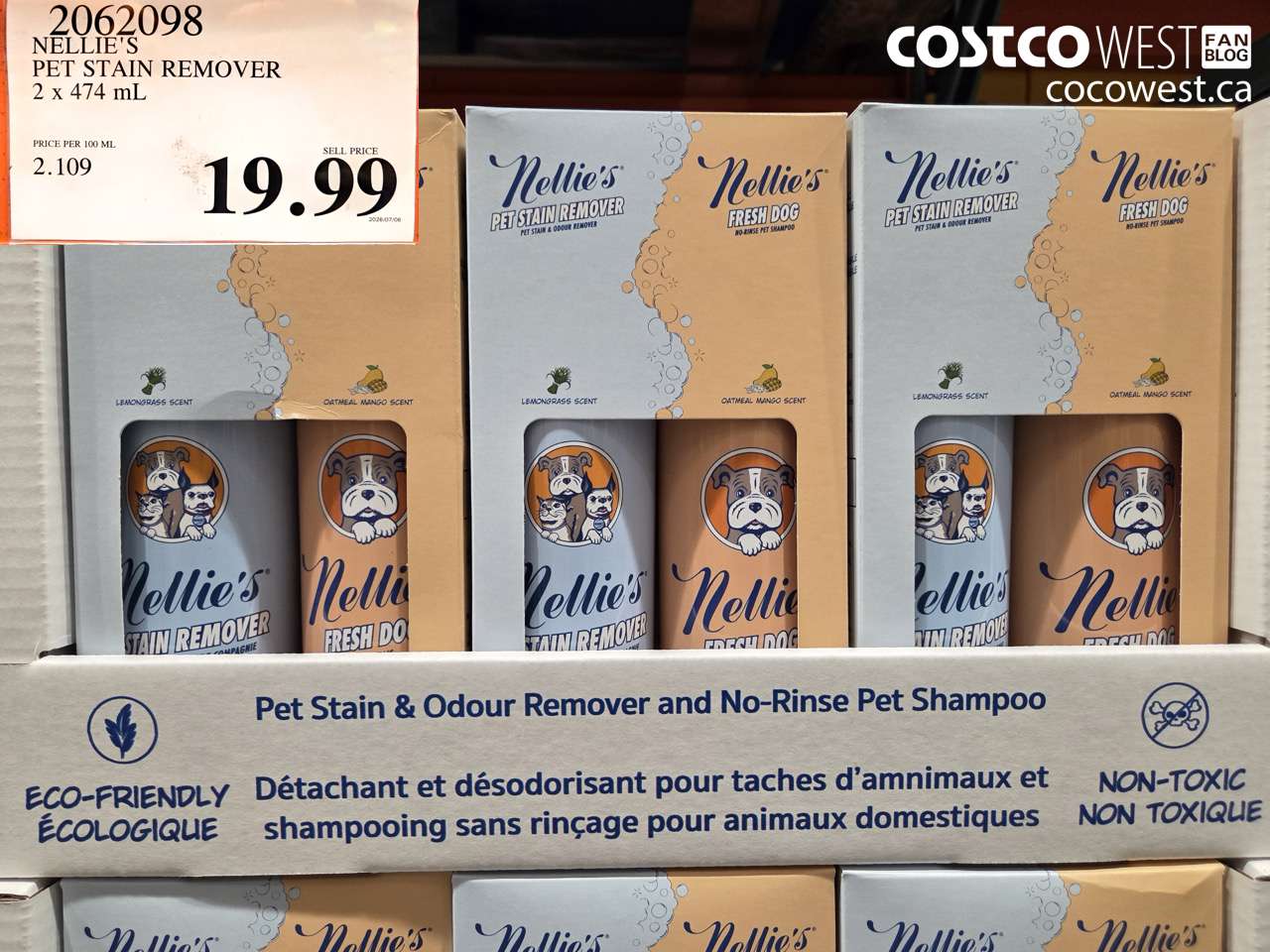 2062098 NELLIE'S PET STAIN REMOVER 2 X 474 ML $19.99