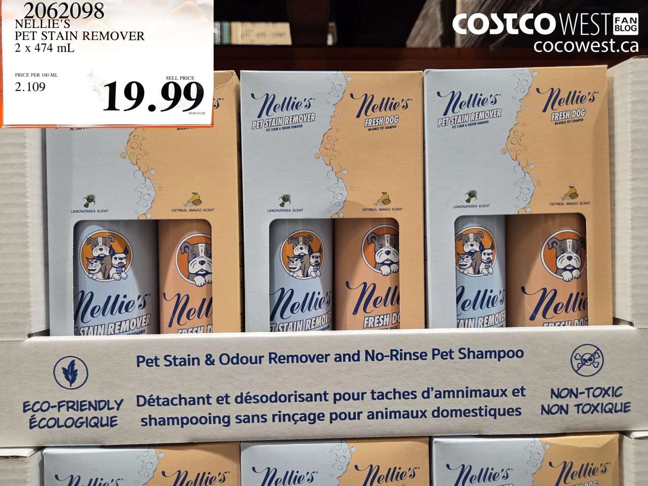 2062098 NELLIE'S PET STAIN REMOVER 2 X 474 ML $19.99