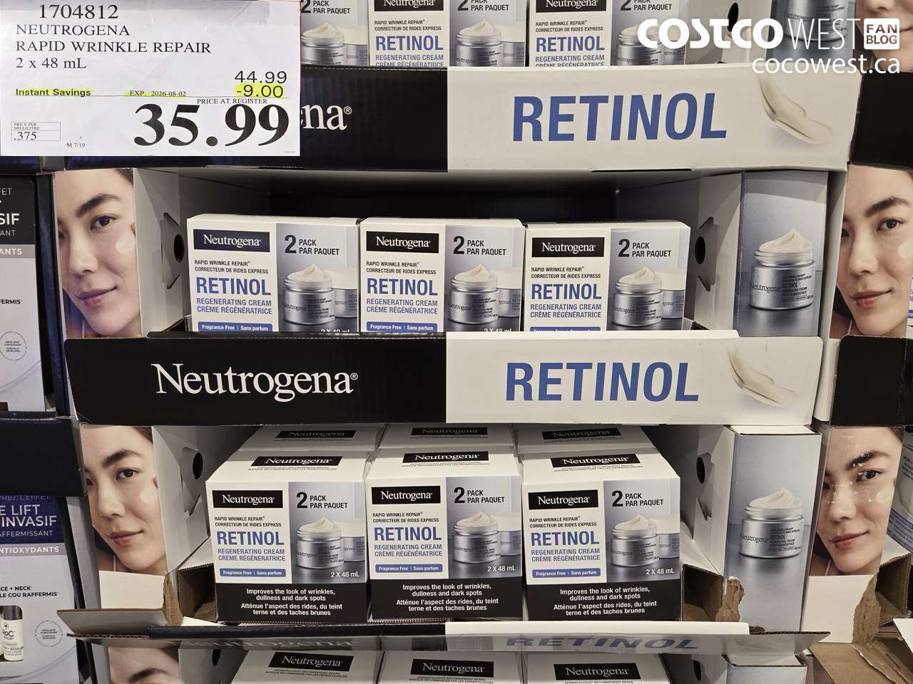 1704812 NEUTROGENA RAPID WRINKLE REPAIR 2 X 48 ML ($9.00 INSTANT SAVINGS EXPIRES ON 2026-08-02) $35.99