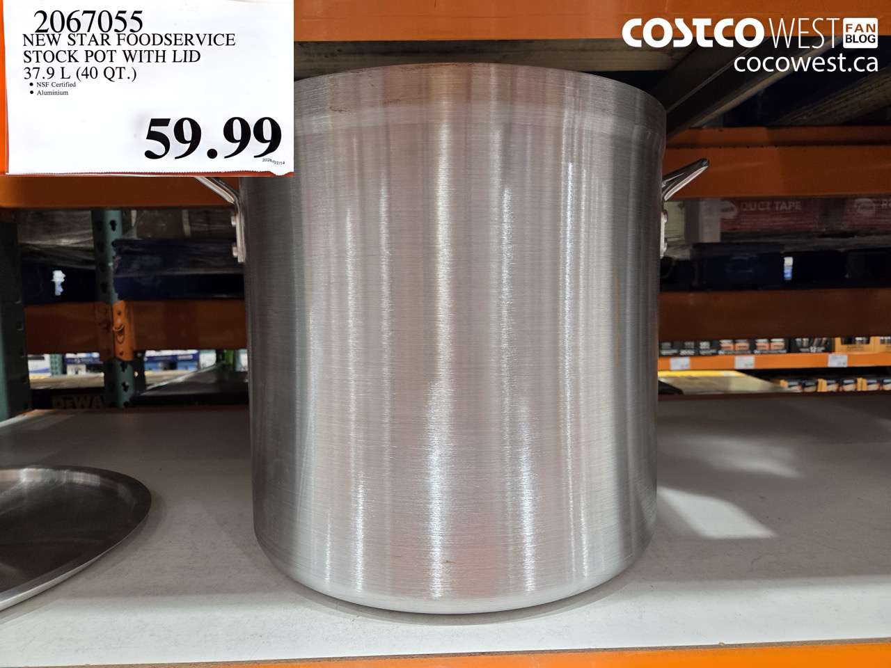 2067055 NEW STAR FOODSERVICE STOCK POT WITH LID 37.9 L (40 QT.) $59.99