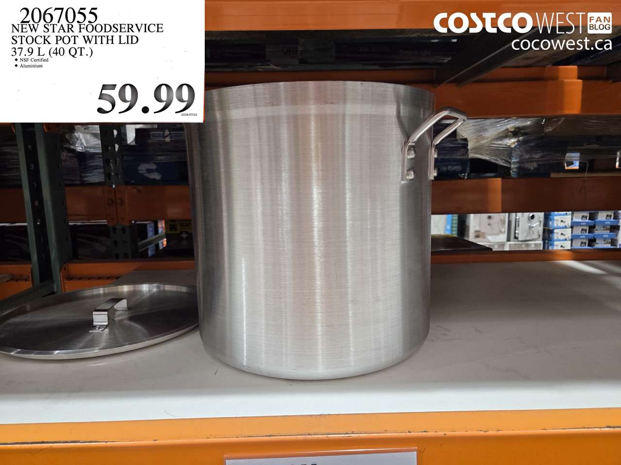 2067055 NEW STAR FOODSERVICE STOCK POT WITH LID 37.9 L (40 QT.) $59.99