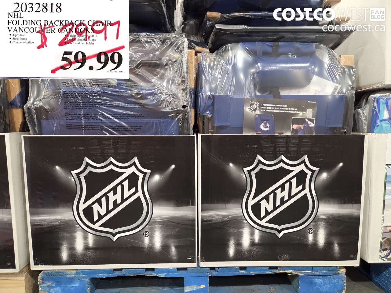 2032818 NHL FOLDING BACKPACK CHAIR VANCOUVER CANUCKS $29.97