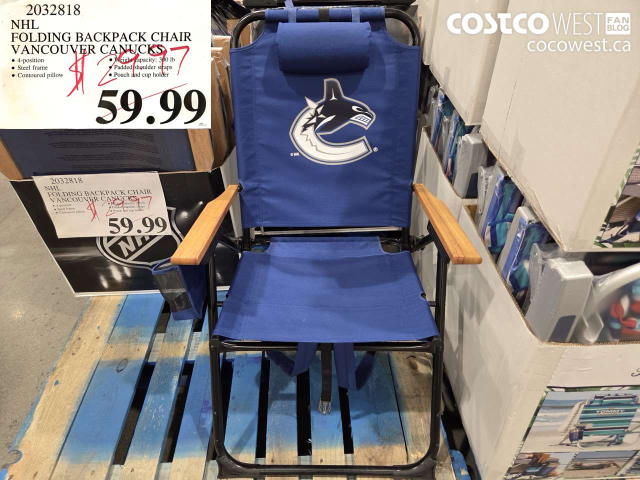 2032818 NHL FOLDING BACKPACK CHAIR VANCOUVER CANUCKS $29.97