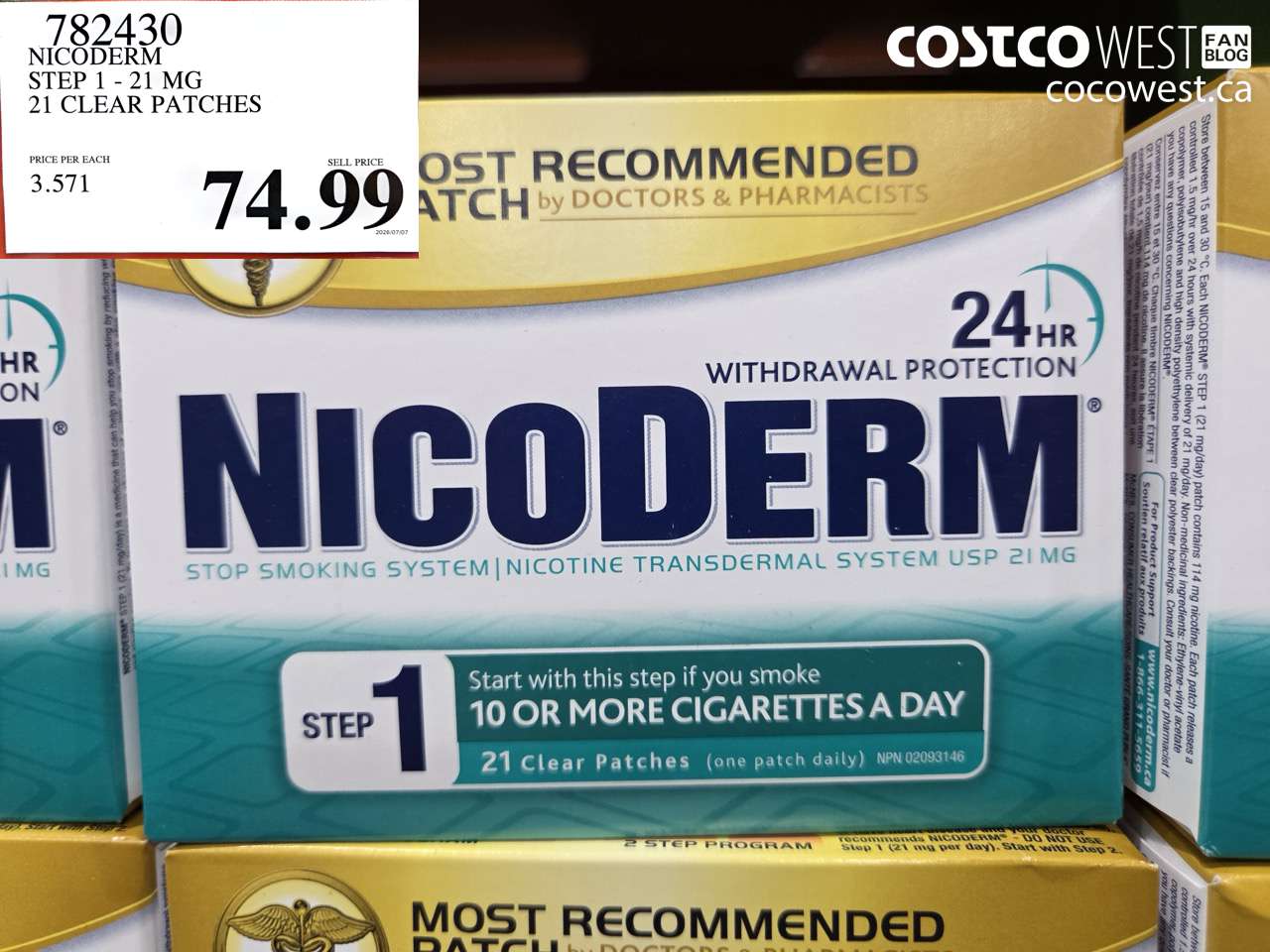 782430 NICODERM STEP 1 - 21 MG 21 CLEAR PATCHES $74.99