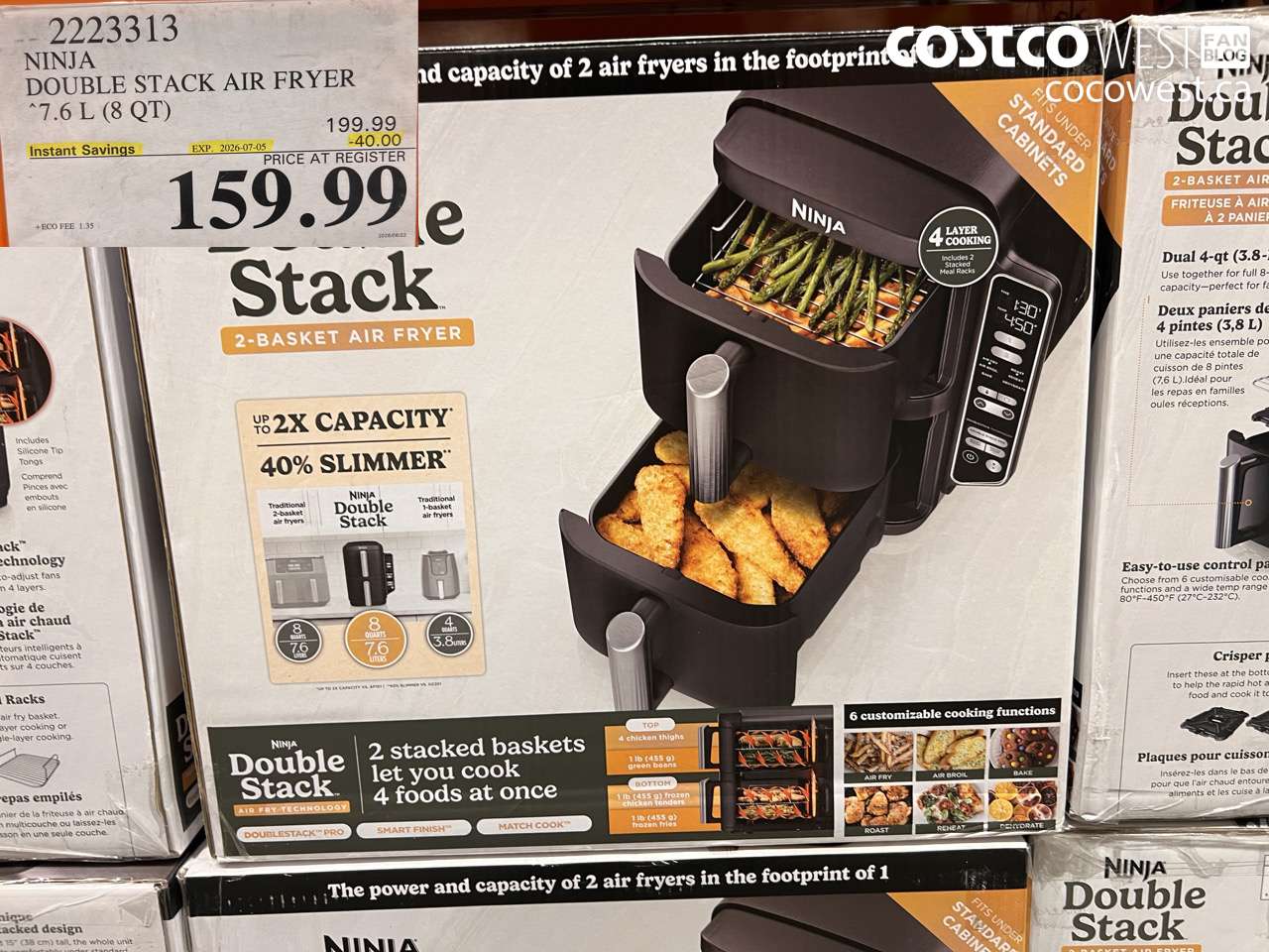 2223313 NINJA DOUBLE STACK AIR FRYER 7.6 L (8 QT) ($40.00 INSTANT SAVINGS EXPIRES ON 2026-07-05) $159.99