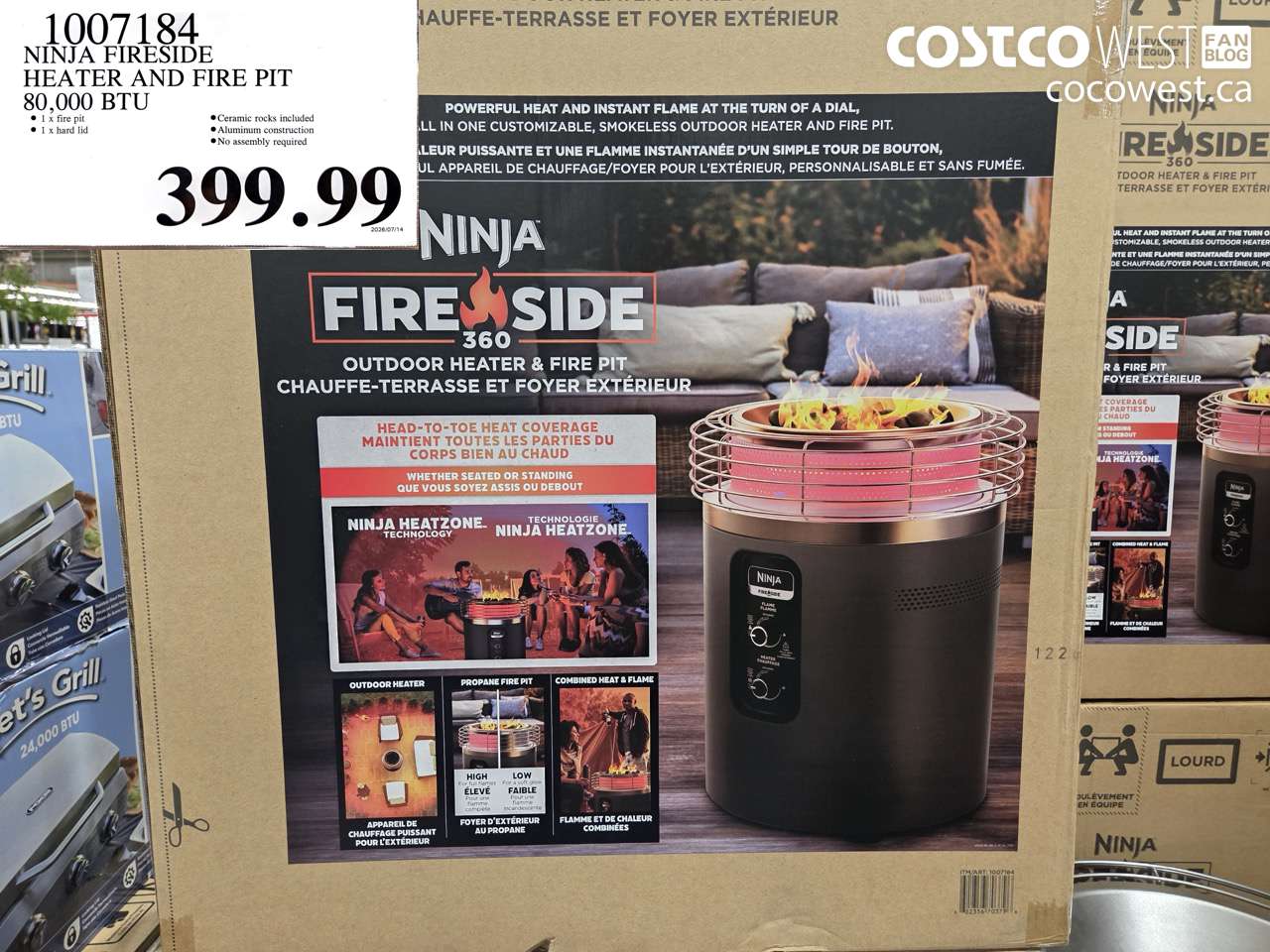1007184 NINJA FIRESIDE HEATER AND FIRE PIT 80,000 BTU $399.99