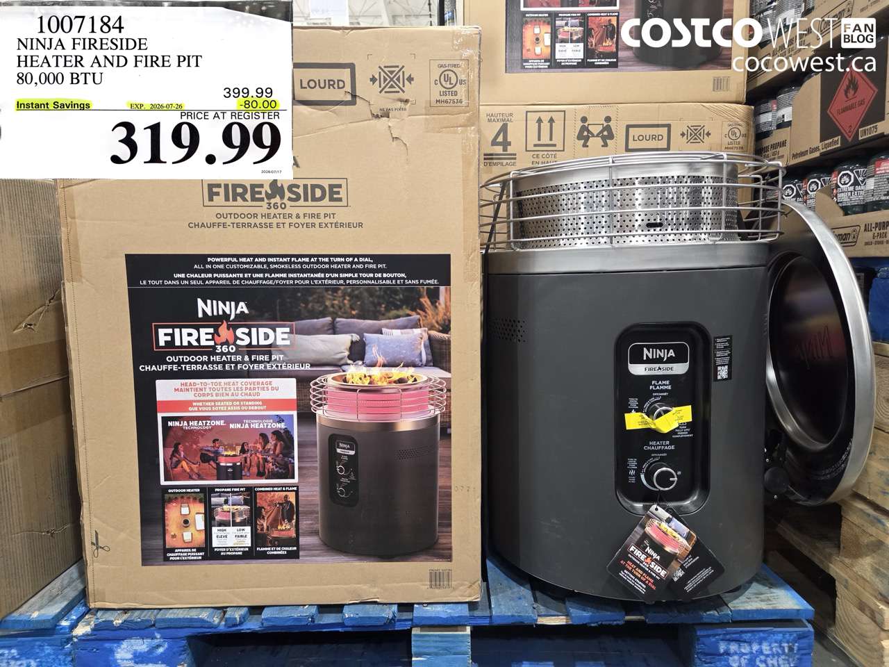 1007184 NINJA FIRESIDE HEATER AND FIRE PIT 80,000 BTU ($80.00 INSTANT SAVINGS EXPIRES ON 2026-07-26) $319.99