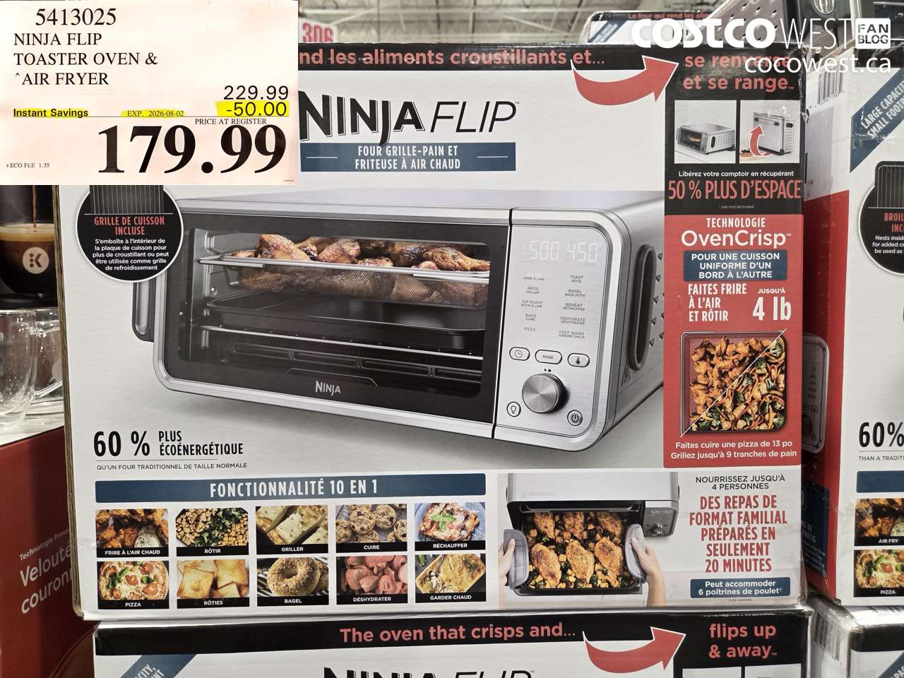 5413025 NINJA FLIP TOASTER OVEN & AIR FRYER ($50.00 INSTANT SAVINGS EXPIRES ON 2026-08-02) $179.99