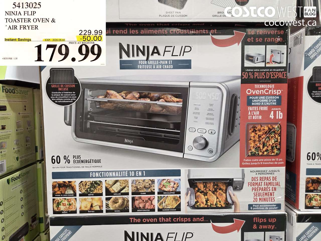 5413025 NINJA FLIP TOASTER OVEN & AIR FRYER ($50.00 INSTANT SAVINGS EXPIRES ON 2026-08-02) $179.99