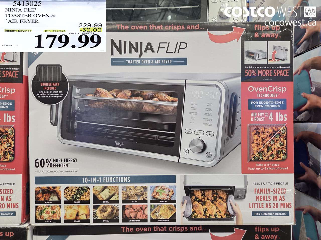 5413025 NINJA FLIP TOASTER OVEN & AIR FRYER ($50.00 INSTANT SAVINGS EXPIRES ON 2026-08-02) $179.99