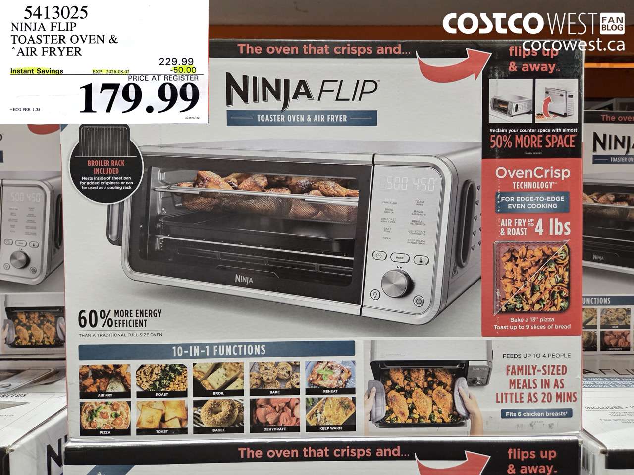 5413025 NINJA FLIP TOASTER OVEN & AIR FRYER ($50.00 INSTANT SAVINGS EXPIRES ON 2026-08-02) $179.99