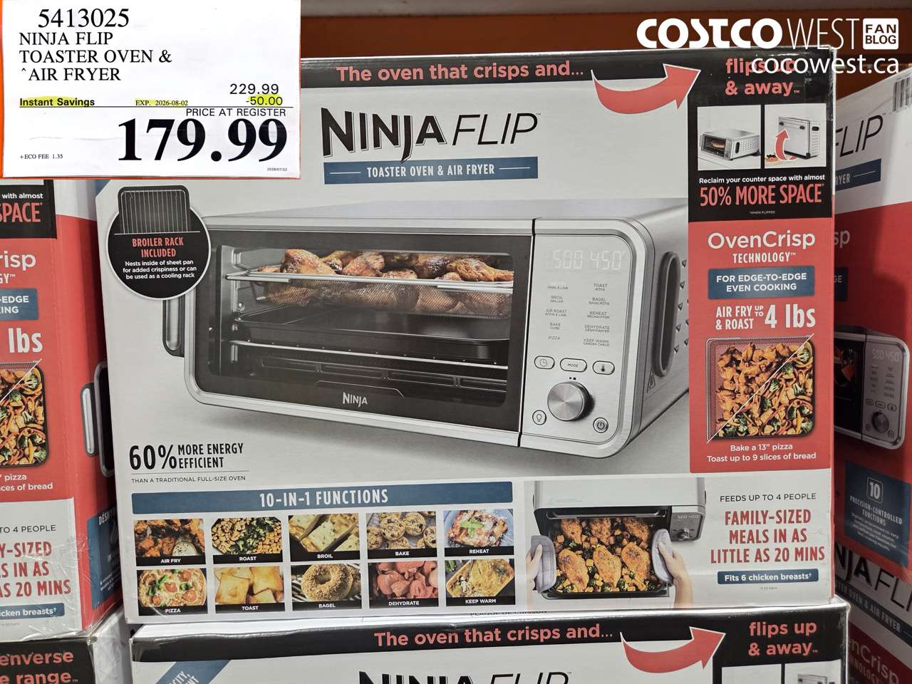 5413025 NINJA FLIP TOASTER OVEN & AIR FRYER ($50.00 INSTANT SAVINGS EXPIRES ON 2026-08-02) $179.99