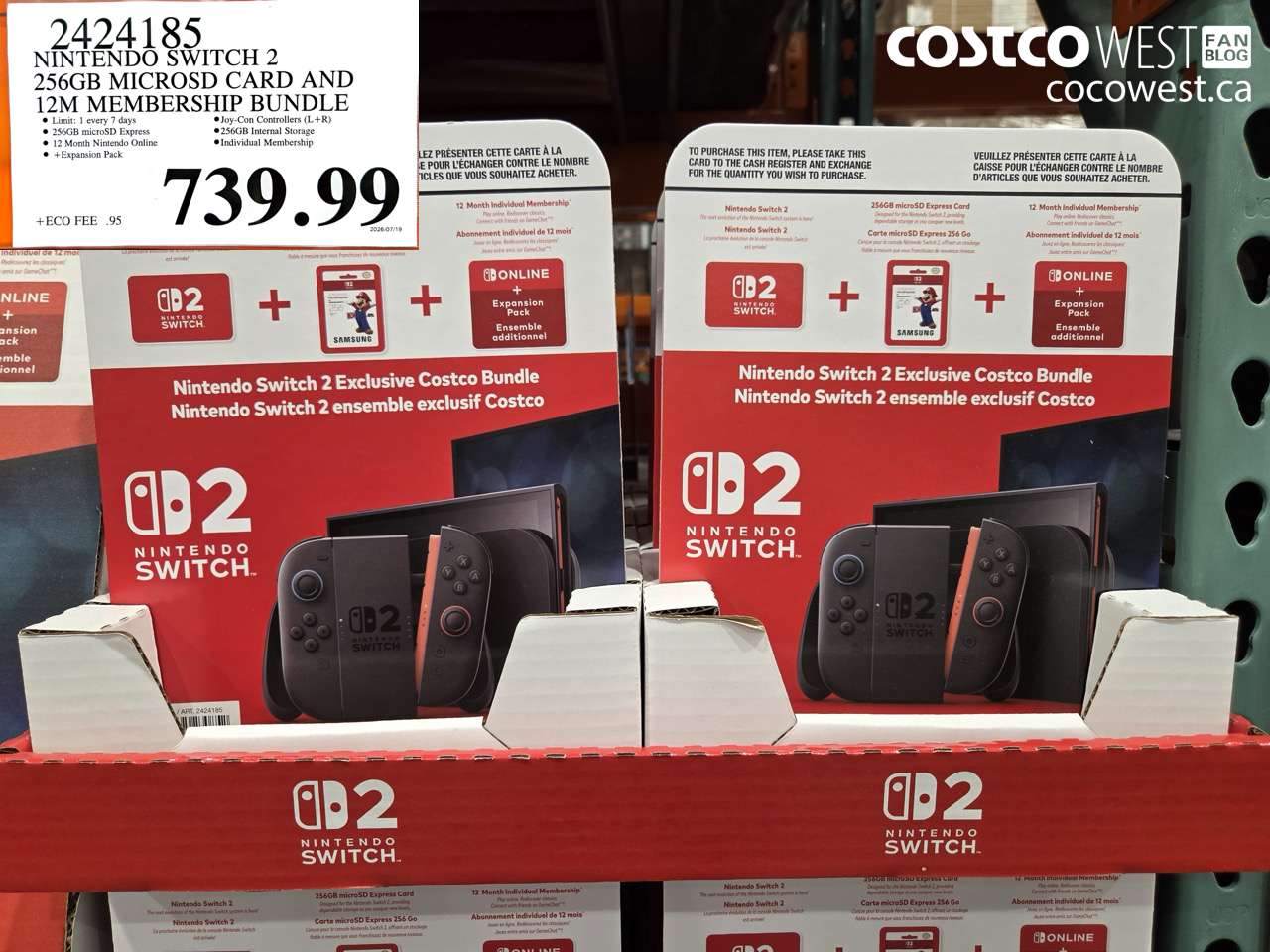 2424185 NINTENDO SWITCH 2 256GB MICROSD CARD AND 12M MEMBERSHIP BUNDLE $739.99