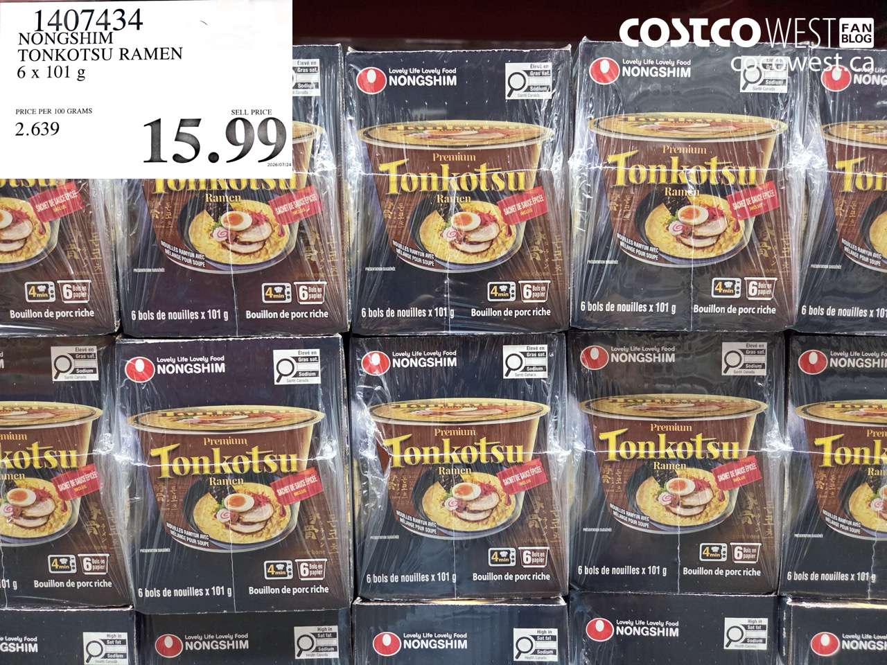 1407434 NONGSHIM TONKOTSU RAMEN 6 X 101 G $15.99