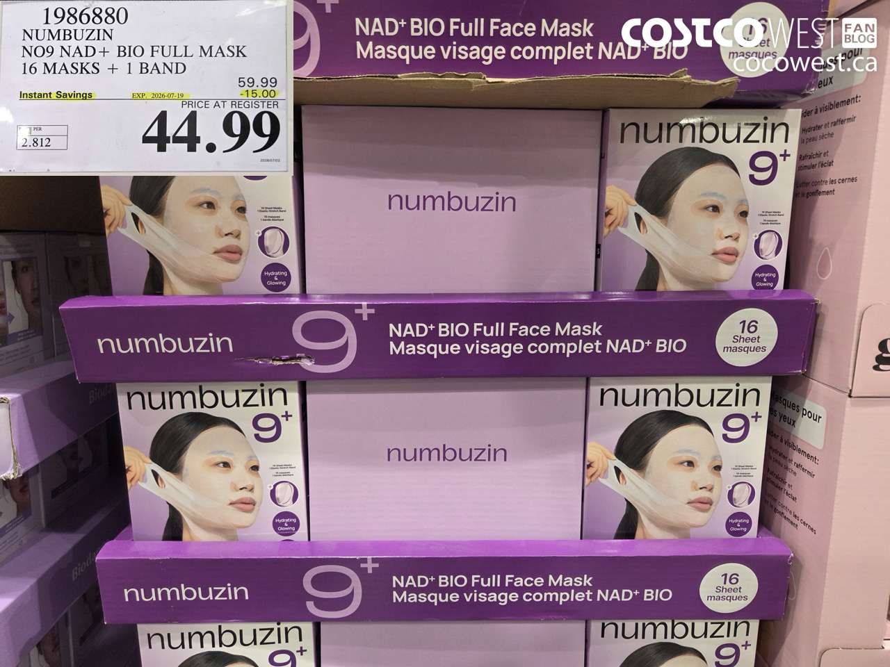 1986880 NUMBUZIN NO9 NAD+ BIO FULL MASK 16 MASKS + 1 BAND ($15.00 INSTANT SAVINGS EXPIRES ON 2026-07-19) $44.99