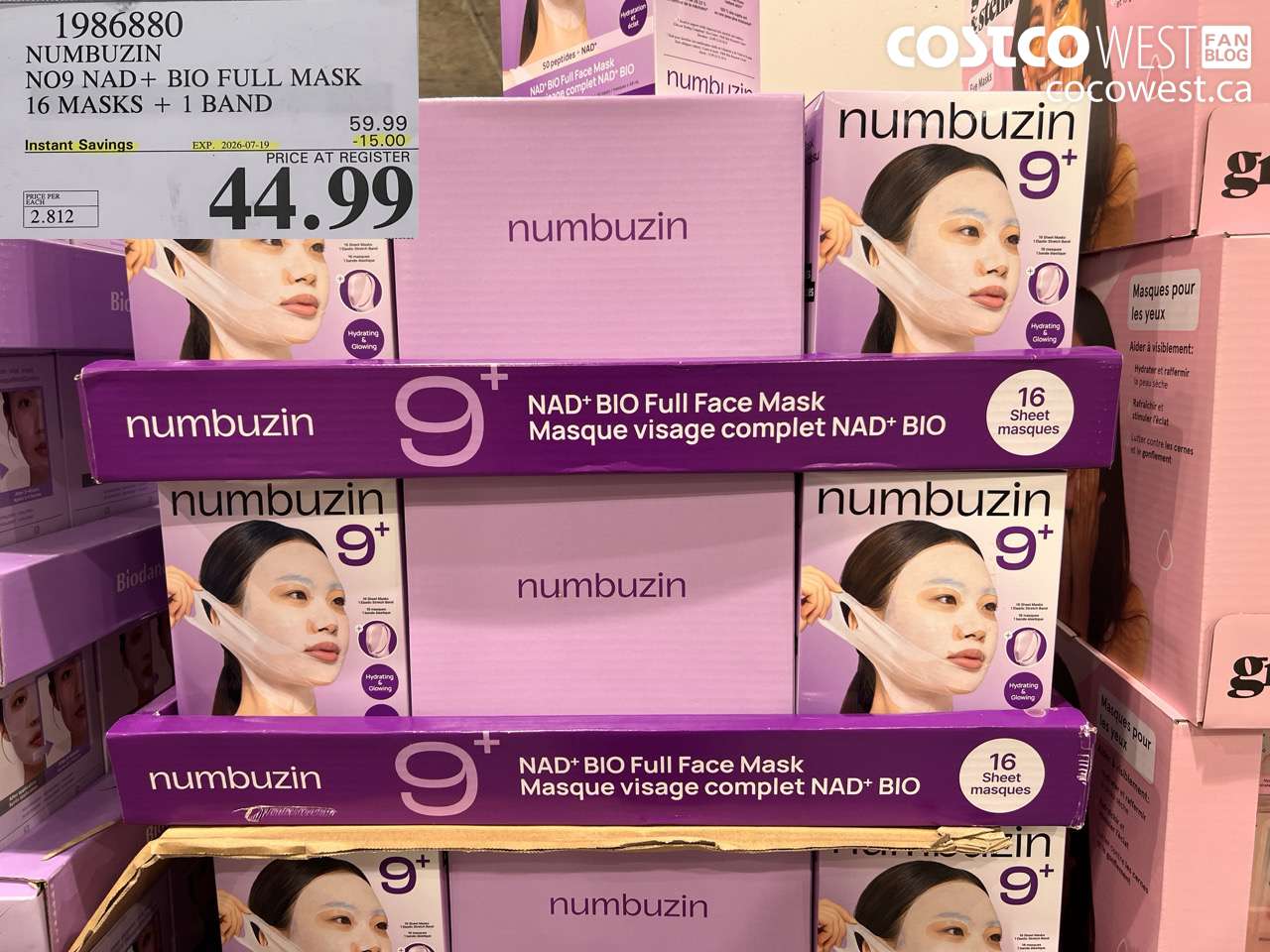 1986880 NUMBUZIN NO9 NAD + BIO FULL MASK 16 MASKS + 1 BAND ($15.00 INSTANT SAVINGS EXPIRES ON 2026-07-19) $44.99