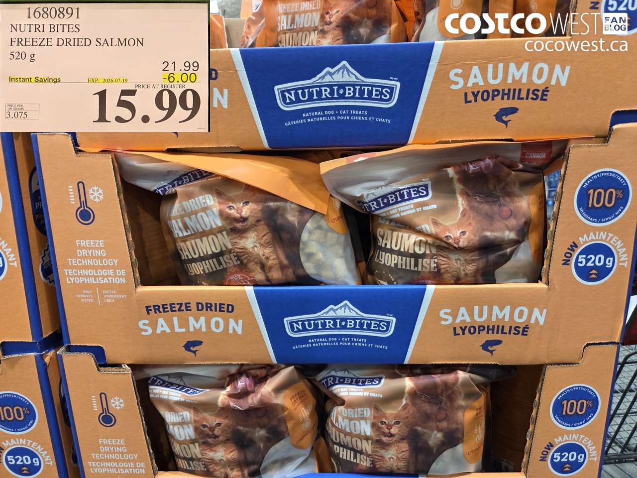 1680891 NUTRI BITES FREEZE DRIED SALMON 520 G ($6.00 INSTANT SAVINGS EXPIRES ON 2026-07-19) $15.99