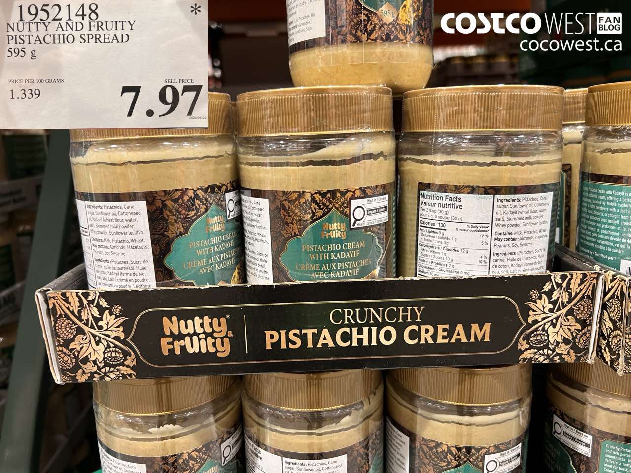 1952148 NUTTY AND FRUITY PISTACHIO SPREAD 595 G $7.97
