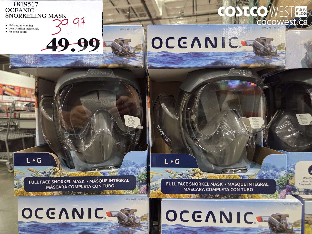 1819517 OCEANIC SNORKELING MASK $39.97