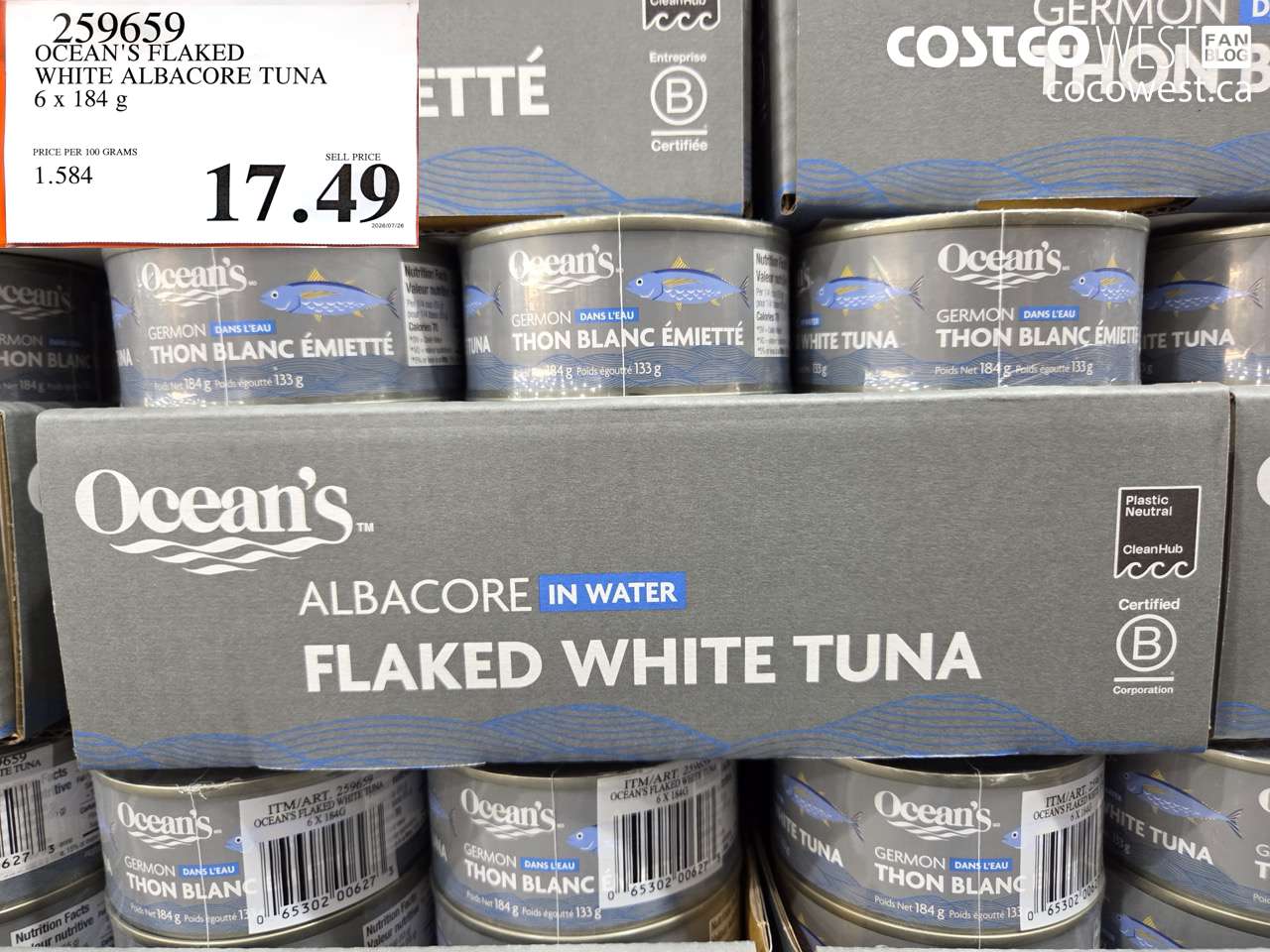 259659 OCEAN'S FLAKED WHITE ALBACORE TUNA 6 X 184 G $17.49
