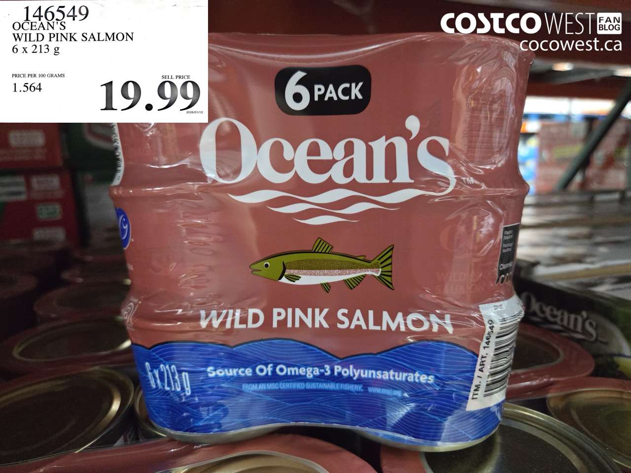 146549 OCEAN'S WILD PINK SALMON 6 X 213 G $19.99