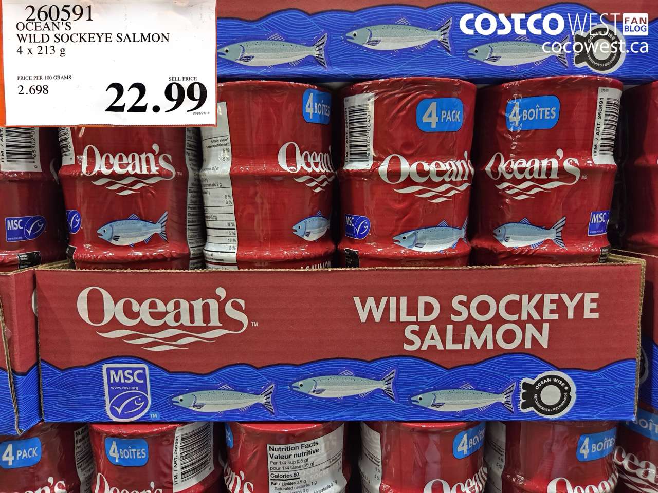260591 OCEAN'S WILD SOCKEYE SALMON 4 X 213 G $22.99