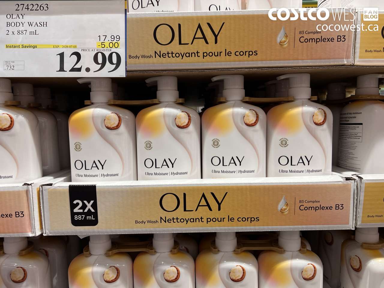 2742263 OLAY BODY WASH 2 X 887 ML ($5.00 INSTANT SAVINGS EXPIRES ON 2026-07-05) $12.99