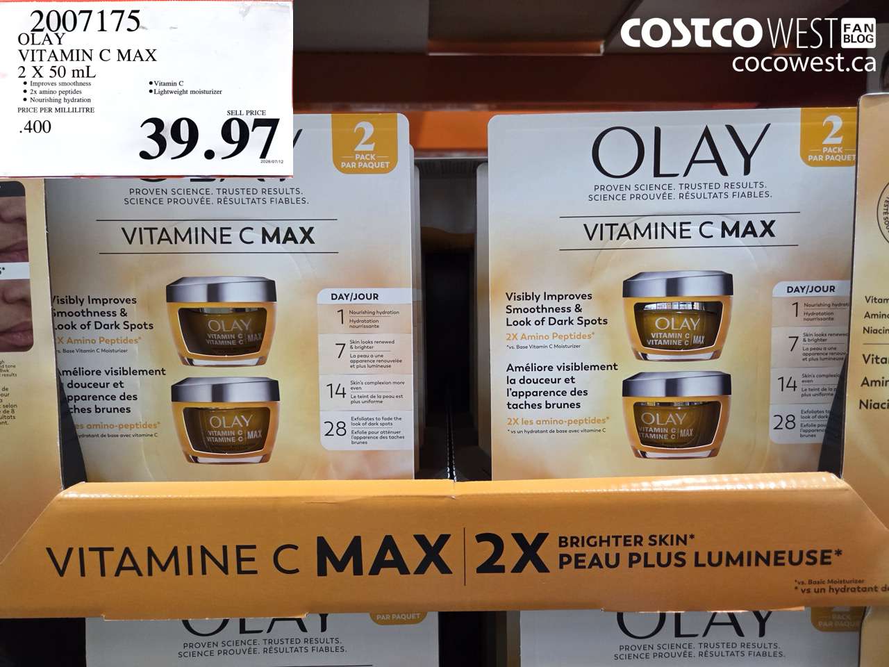 2007175 OLAY VITAMIN C MAX 2 X 50 ML $39.97