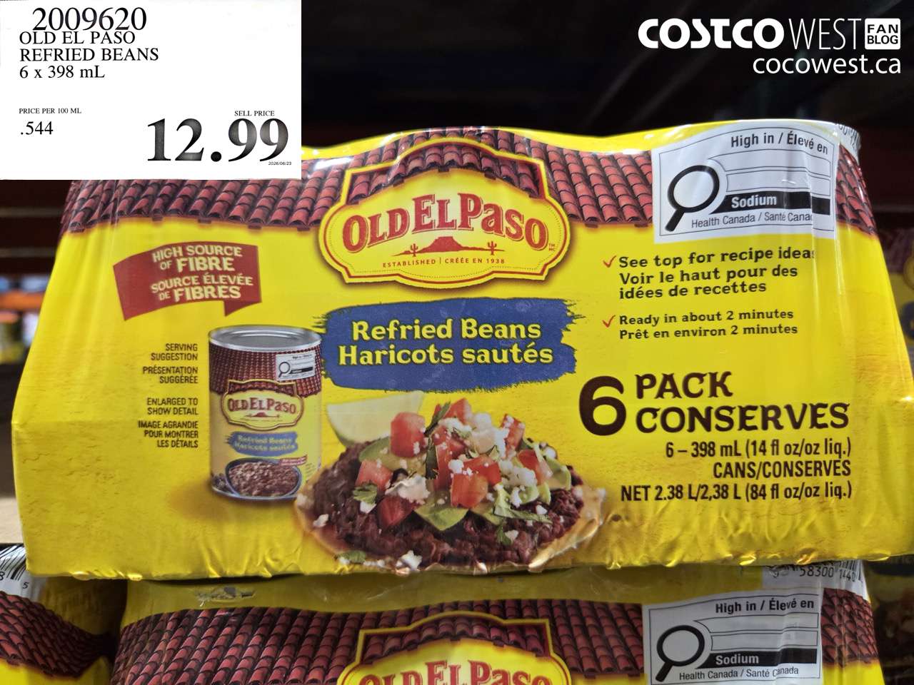 2009620 OLD EL PASO REFRIED BEANS 6 X 398 ML $12.99