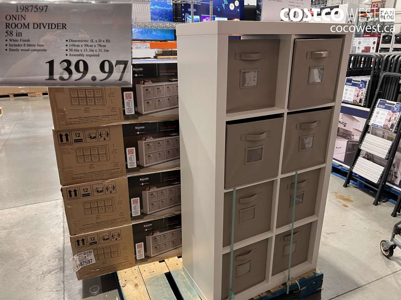 1987597 ONIN ROOM DIVIDER 58 IN $139.97
