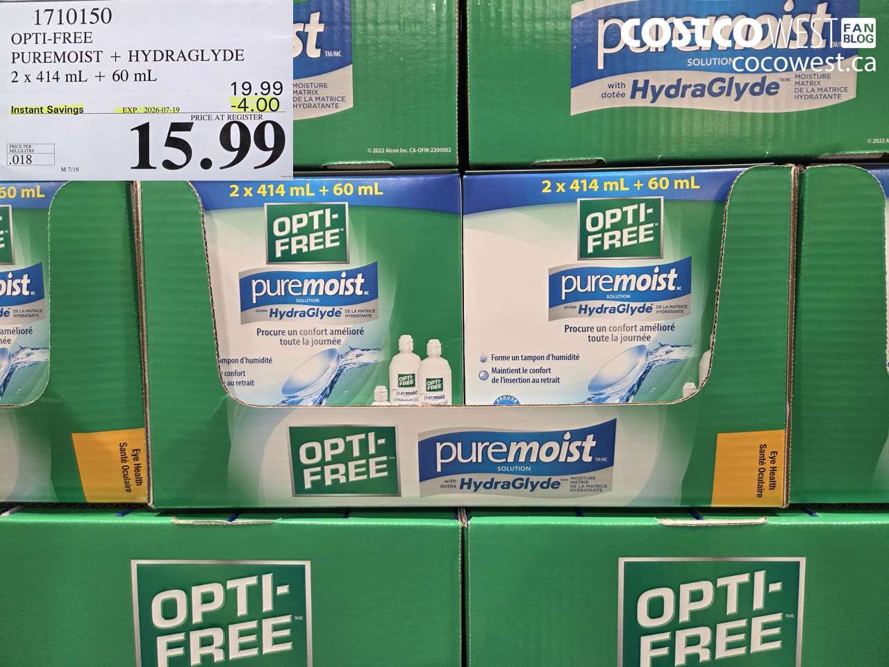 1710150 OPTI-FREE PUREMOIST + HYDRAGLYDE 2 X 414 ML + 60 ML ($4.00 INSTANT SAVINGS EXPIRES ON 2026-07-19) $15.99