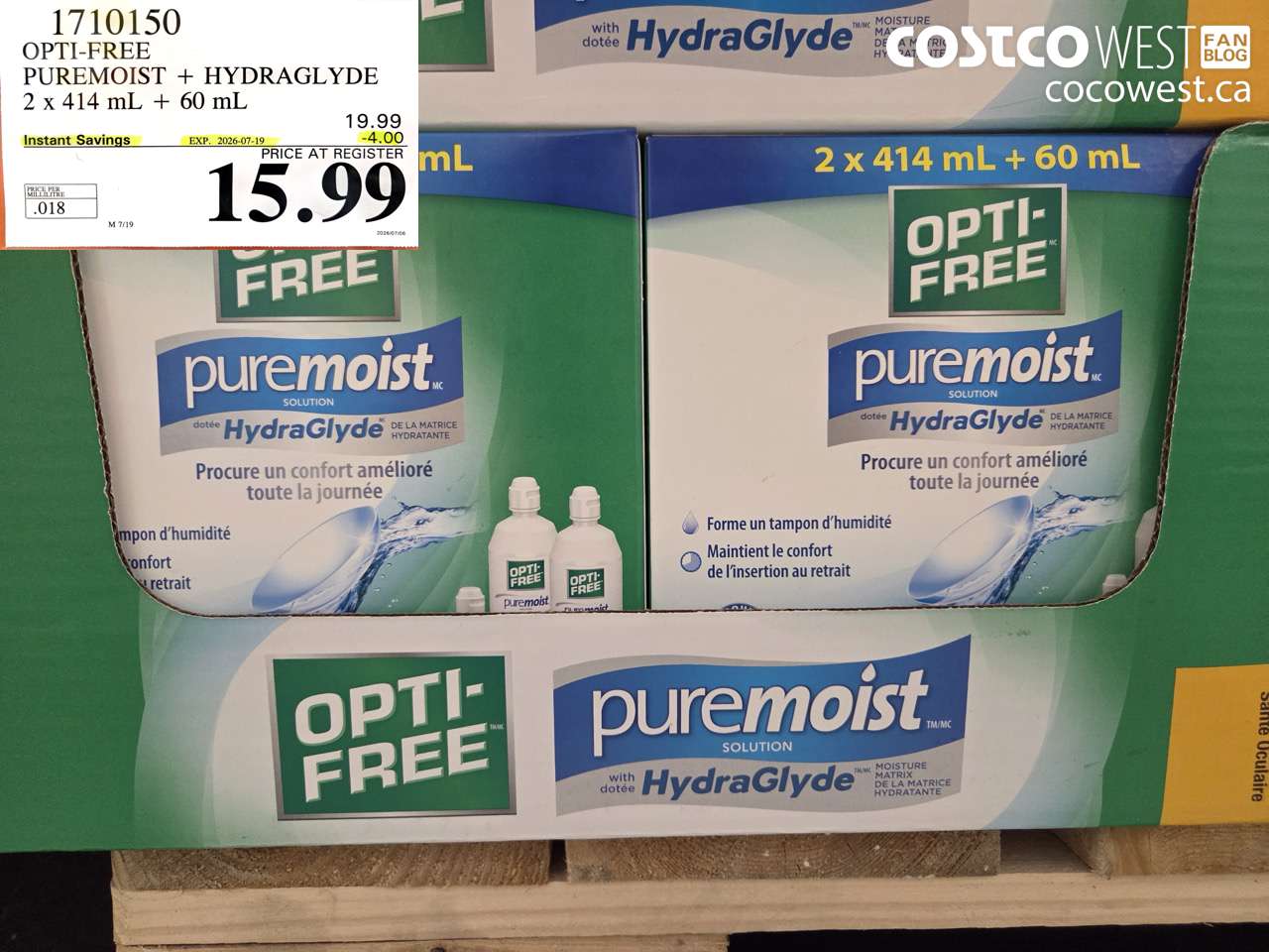 1710150 OPTI-FREE PUREMOIST + HYDRAGLYDE 2 X 414 ML + 60 ML ($4.00 INSTANT SAVINGS EXPIRES ON 2026-07-19) $15.99