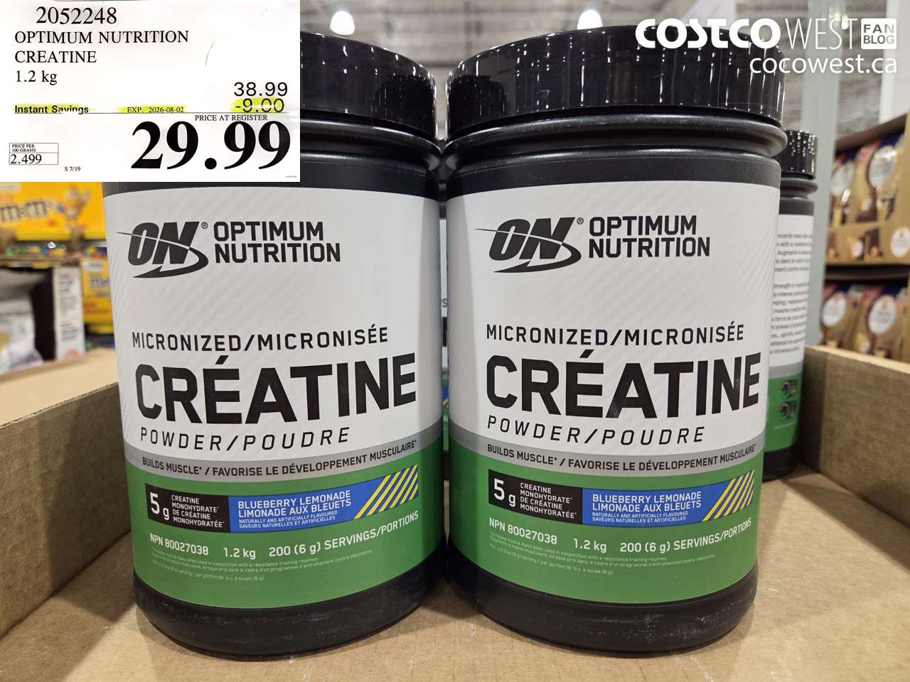 2052248 OPTIMUM NUTRITION CREATINE 1.2 KG ($9.00 INSTANT SAVINGS EXPIRES ON 2026-08-02) $29.99