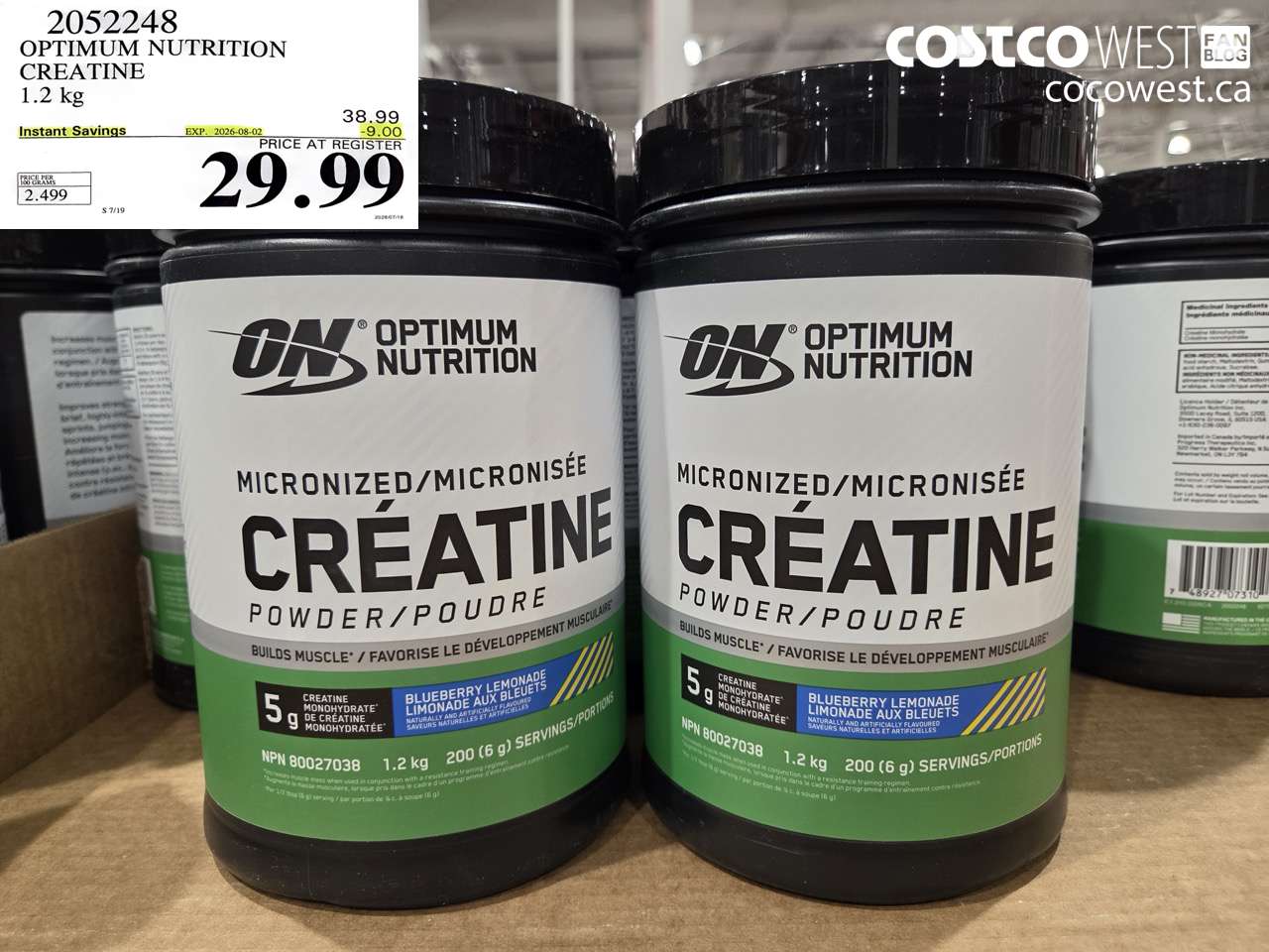 2052248 OPTIMUM NUTRITION CREATINE 1.2 KG ($9.00 INSTANT SAVINGS EXPIRES ON 2026-08-02) $29.99