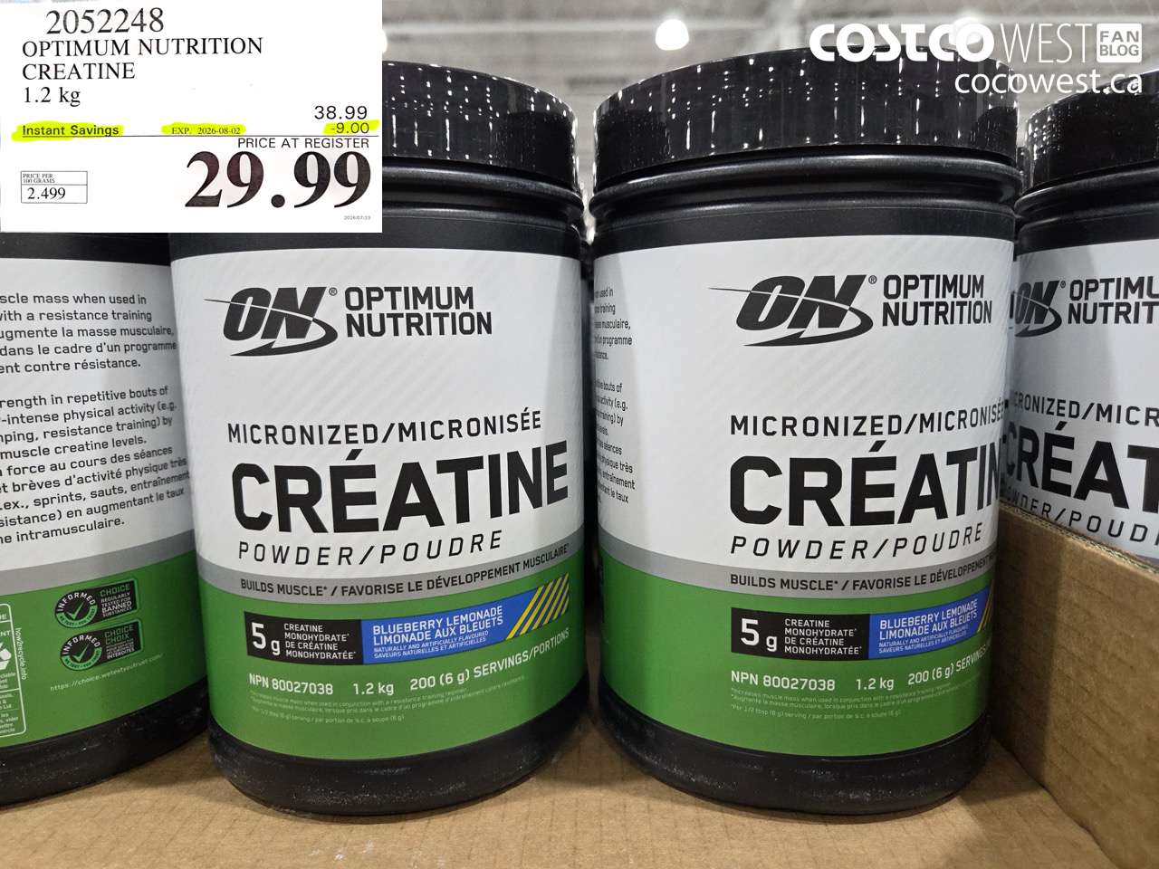 2052248 OPTIMUM NUTRITION CREATINE 1.2 KG ($9.00 INSTANT SAVINGS EXPIRES ON 2026-08-02) $29.99