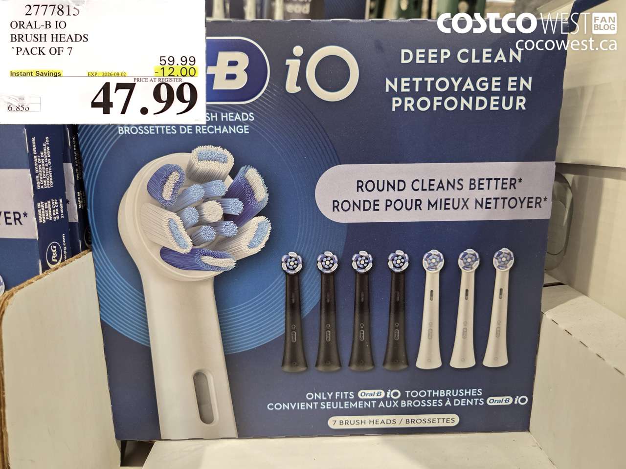 2777815 ORAL-B IO BRUSH HEADS PACK OF 7 ($12.00 INSTANT SAVINGS EXPIRES ON 2026-08-02) $47.99