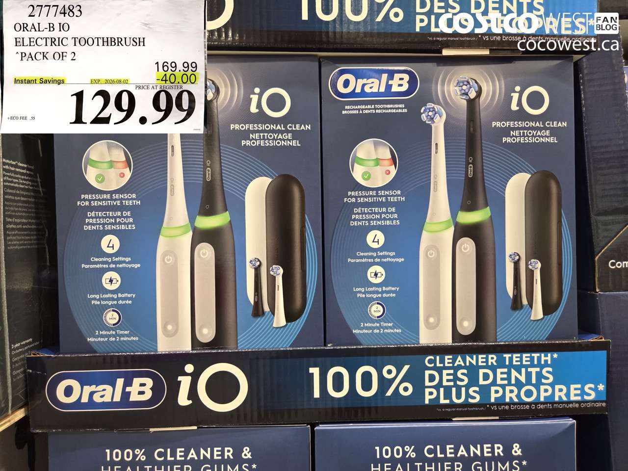 2777483 ORAL-B IO ELECTRIC TOOTHBRUSH PACK OF 2 ($40.00 INSTANT SAVINGS EXPIRES ON 2026-08-02) $129.99
