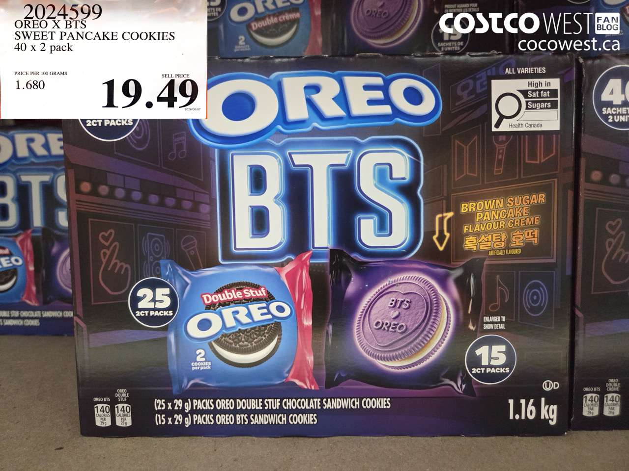 2024599 OREO X BTS SWEET PANCAKE COOKIES 40 X 2 PACK $19.49