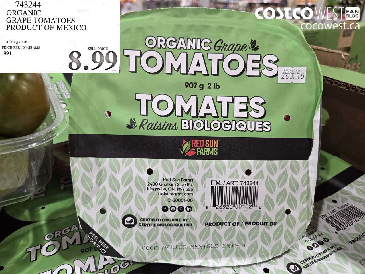 743244 ORGANIC GRAPE TOMATOES PRODUCT OF MEXICO $8.99