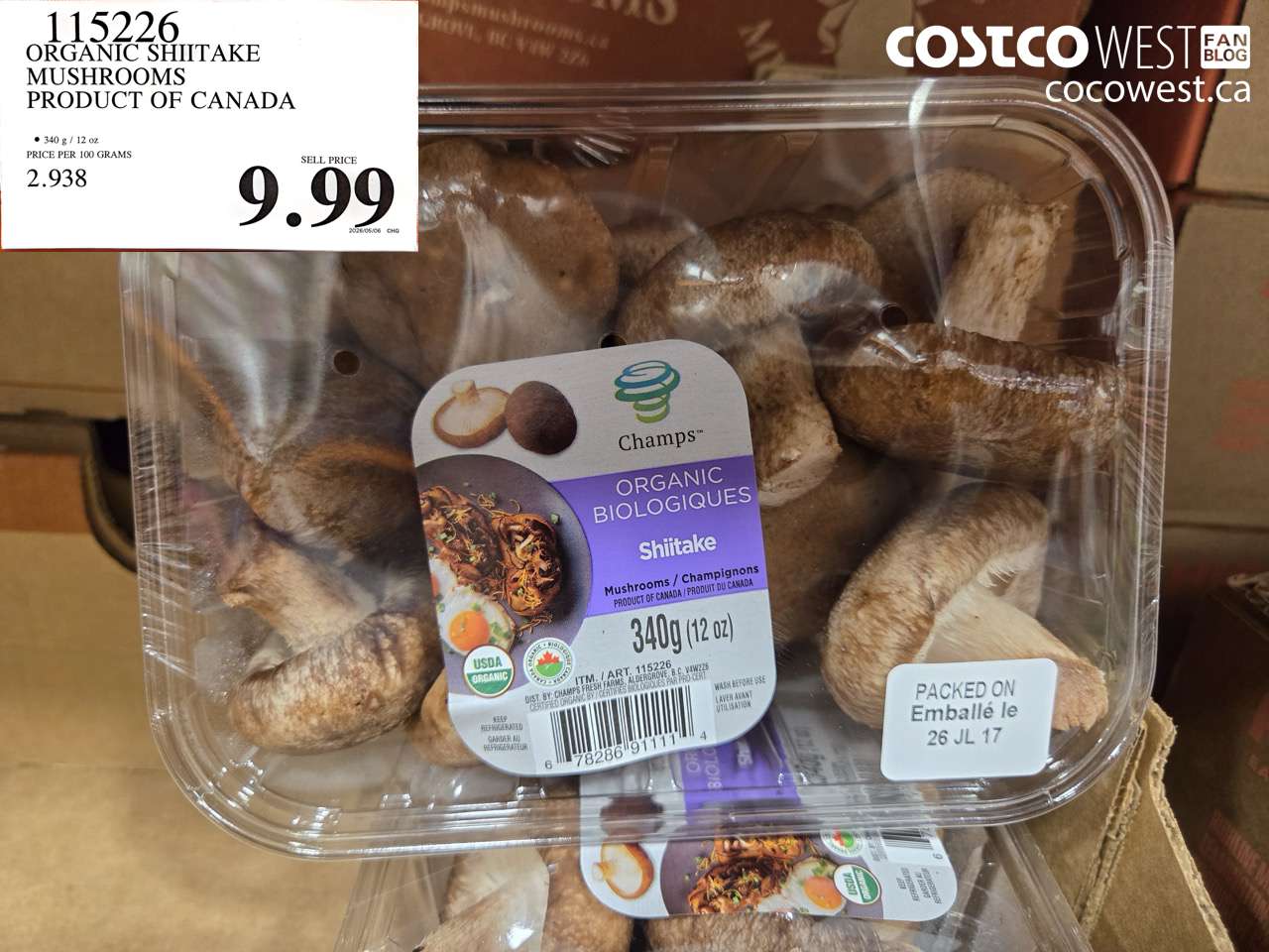 115226 ORGANIC SHIITAKE MUSHROOMS PRODUCT OF CANADA $9.99
