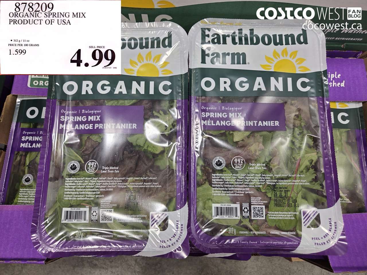 878209 ORGANIC SPRING MIX PRODUCT OF USA $4.99