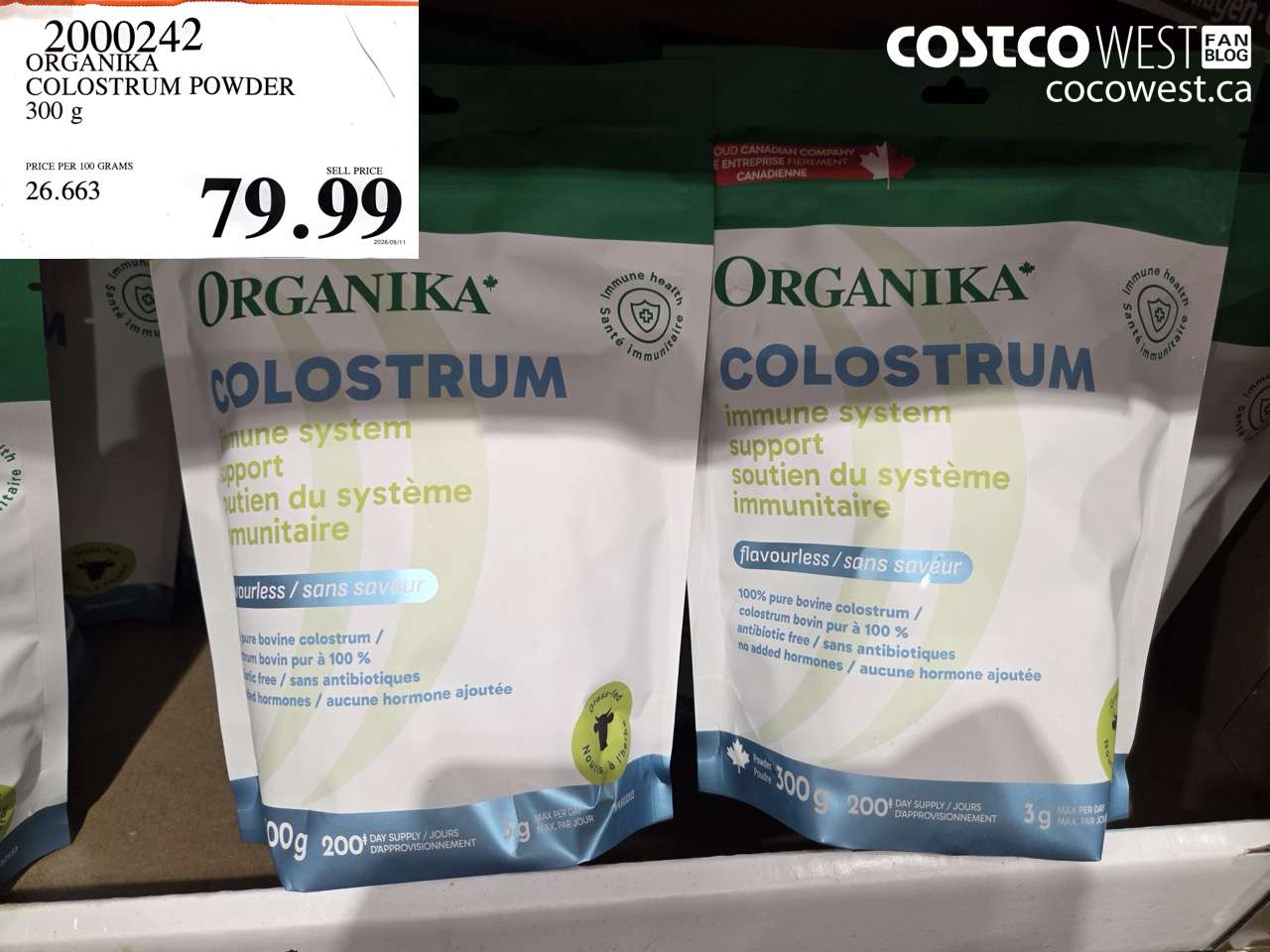 2000242 ORGANIKA COLOSTRUM POWDER 300 G $79.99