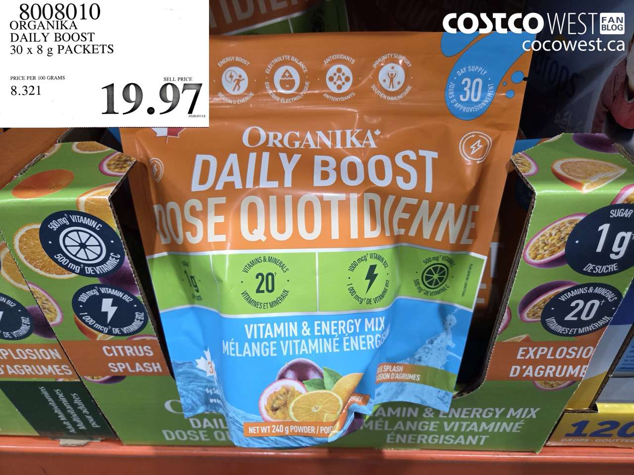 8008010 ORGANIKA DAILY BOOST 30 X 8 G PACKETS $19.97