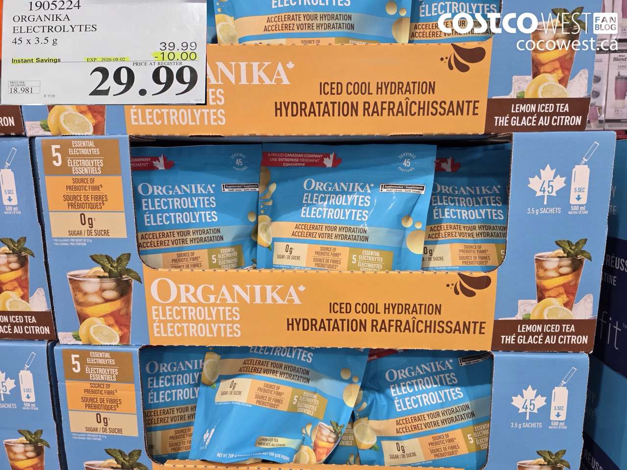 1905224 ORGANIKA ELECTROLYTES 45 X 3.5 G ($10.00 INSTANT SAVINGS EXPIRES ON 2026-08-02) $29.99