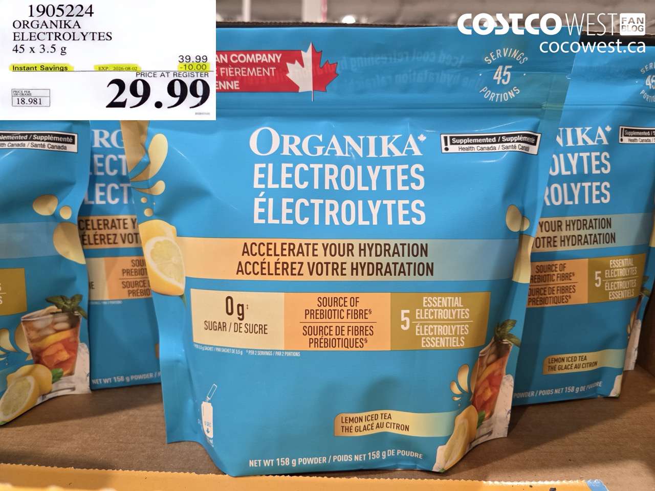 1905224 ORGANIKA ELECTROLYTES 45 X 3.5 G ($10.00 INSTANT SAVINGS EXPIRES ON 2026-08-02) $29.99
