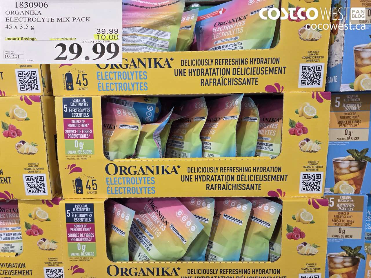 1830906 ORGANIKA ELECTROLYTE MIX PACK 45 X 3.5 G ($10.00 INSTANT SAVINGS EXPIRES ON 2026-08-02) $29.99