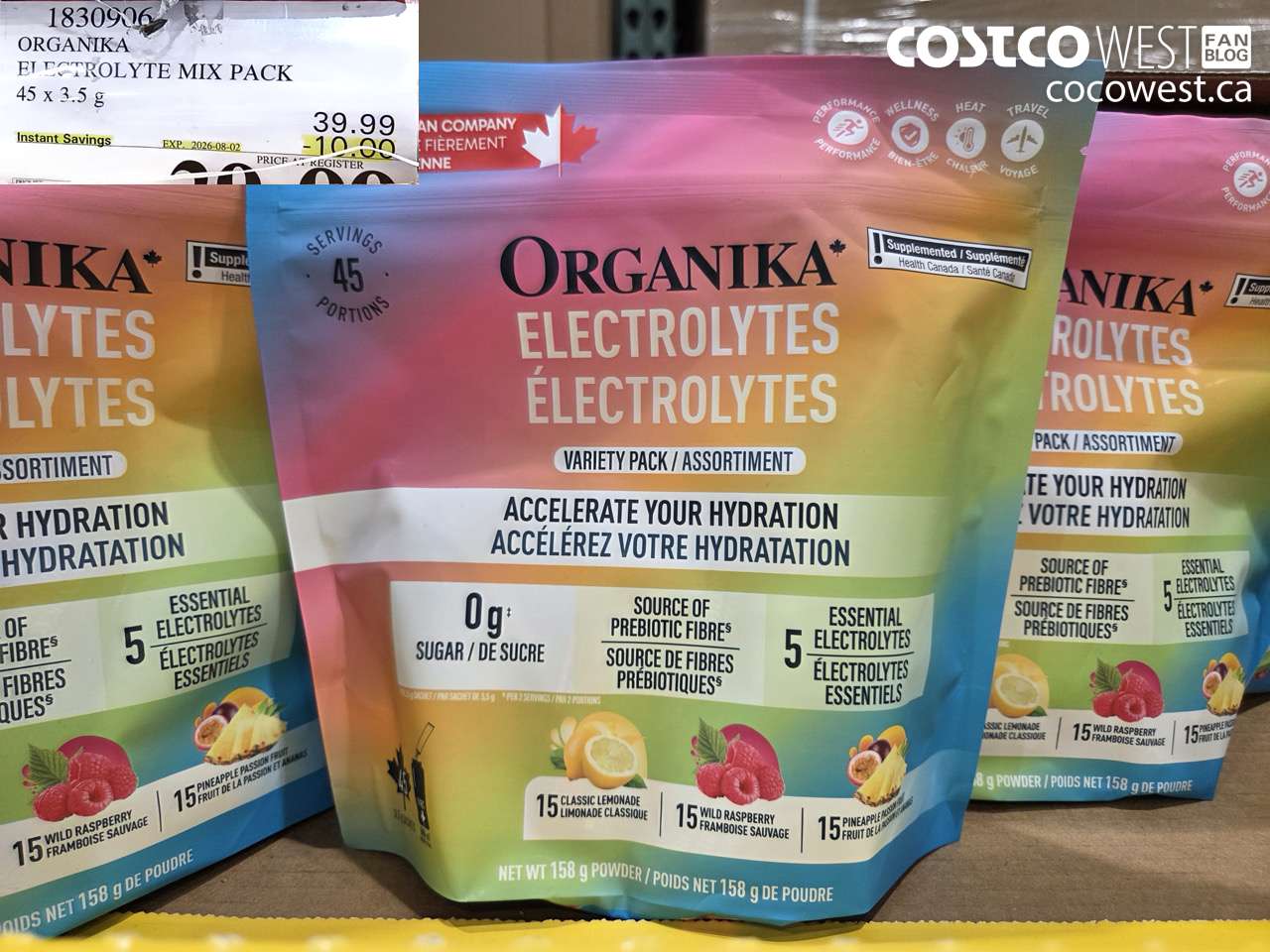 1830906 ORGANIKA ELECTROLYTE MIX PACK 45 X 3.5 G ($10.00 INSTANT SAVINGS EXPIRES ON 2026-08-02) $39.99