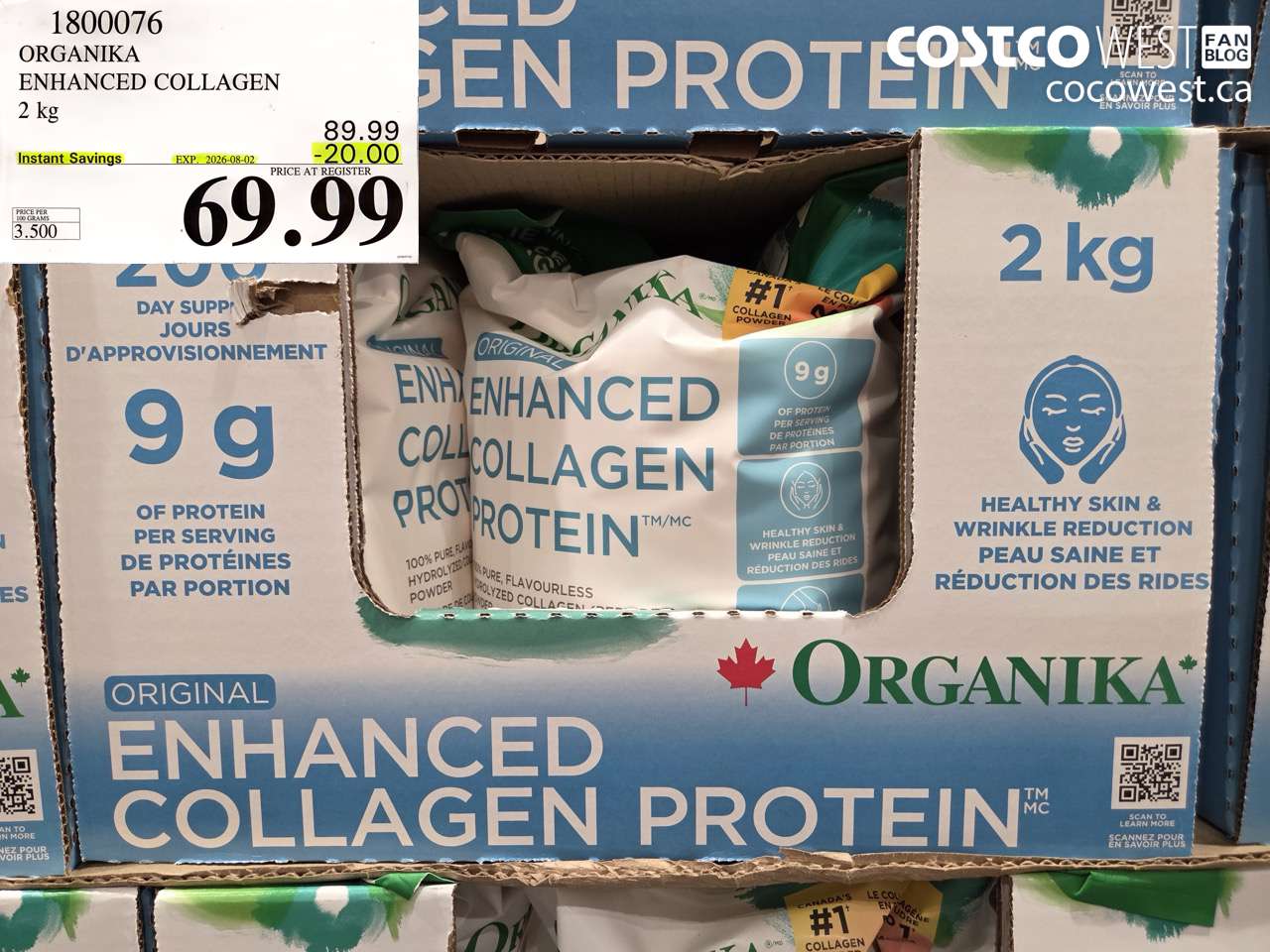 1800076 ORGANIKA ENHANCED COLLAGEN 2 KG ($20.00 INSTANT SAVINGS EXPIRES ON 2026-08-02) $69.99